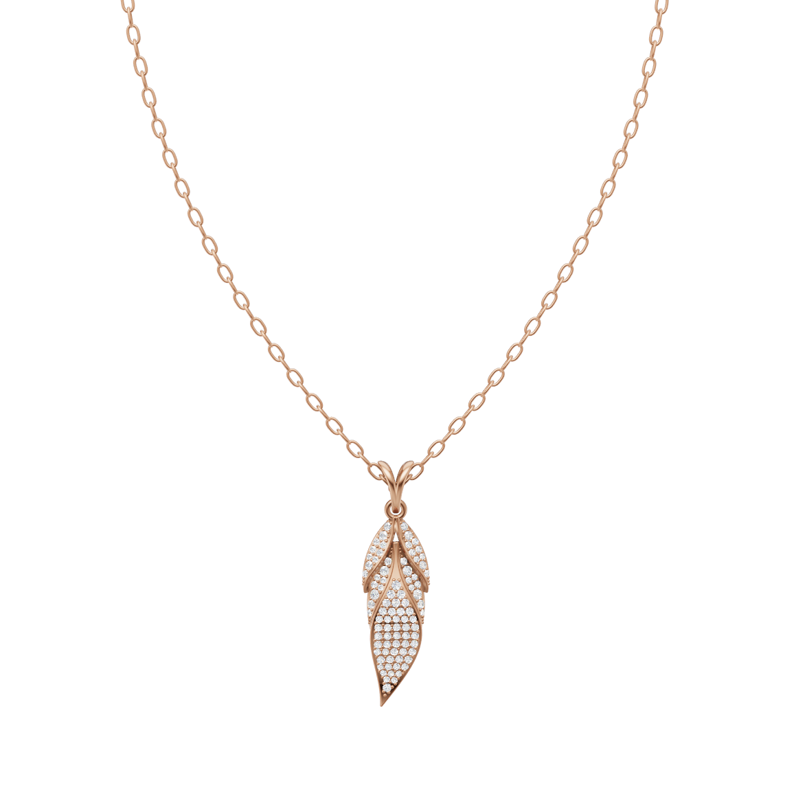 Aveline Twisted Leaf Pendant Necklace with Brilliant Round Lab Created Diamond