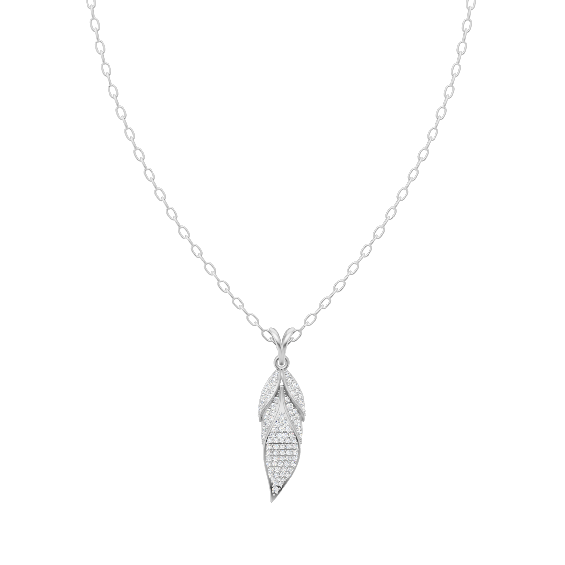 Aveline Twisted Leaf Pendant Necklace with Brilliant Round Lab Created Diamond