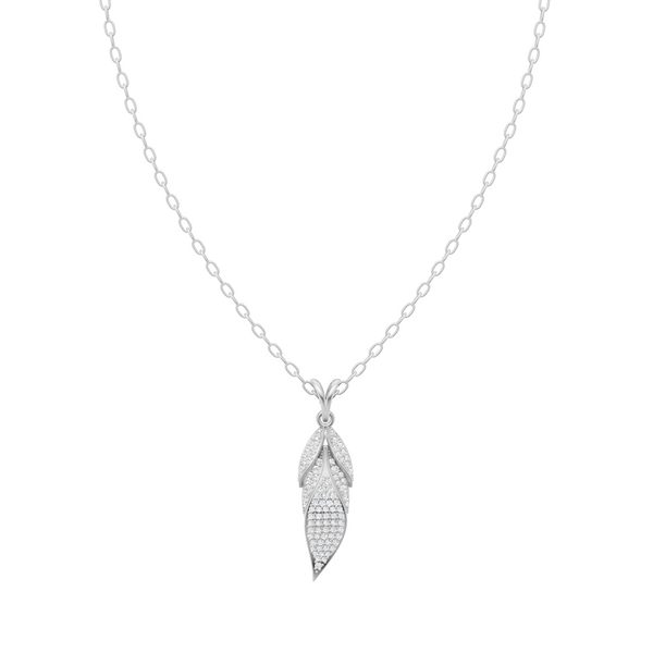 Aveline Twisted Leaf Pendant Necklace with Brilliant Round Lab Created Diamond