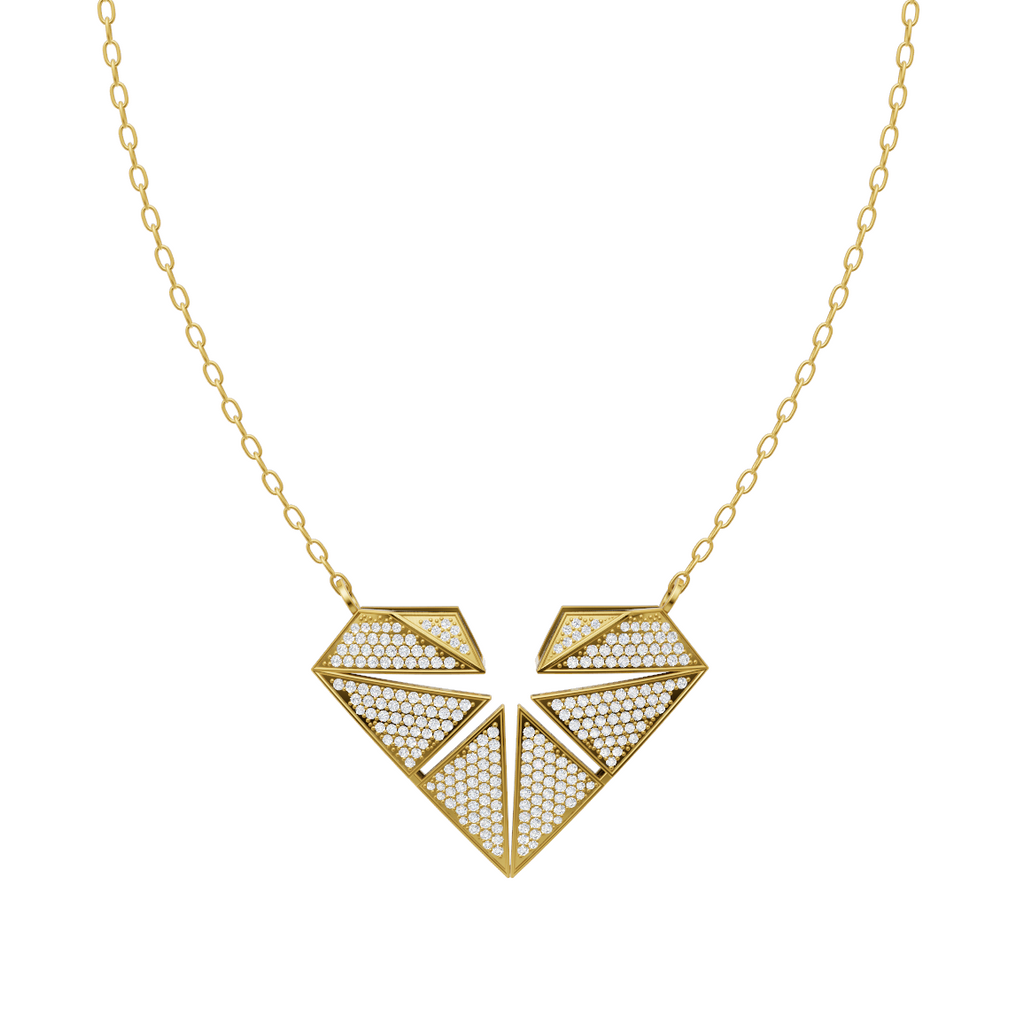 Elaris Faceted Heart Pendant Necklace in White or Rose or Gold Tone