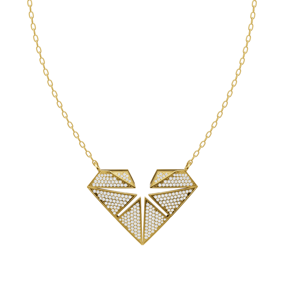 Elaris Faceted Heart Pendant Necklace in White or Rose or Gold Tone