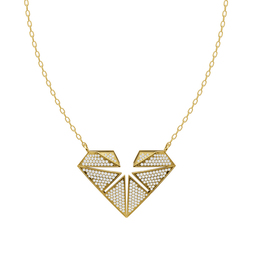 Elaris Faceted Heart Pendant Necklace in White or Rose or Gold Tone