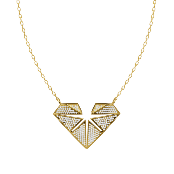 Elaris Faceted Heart Pendant Necklace in White or Rose or Gold Tone