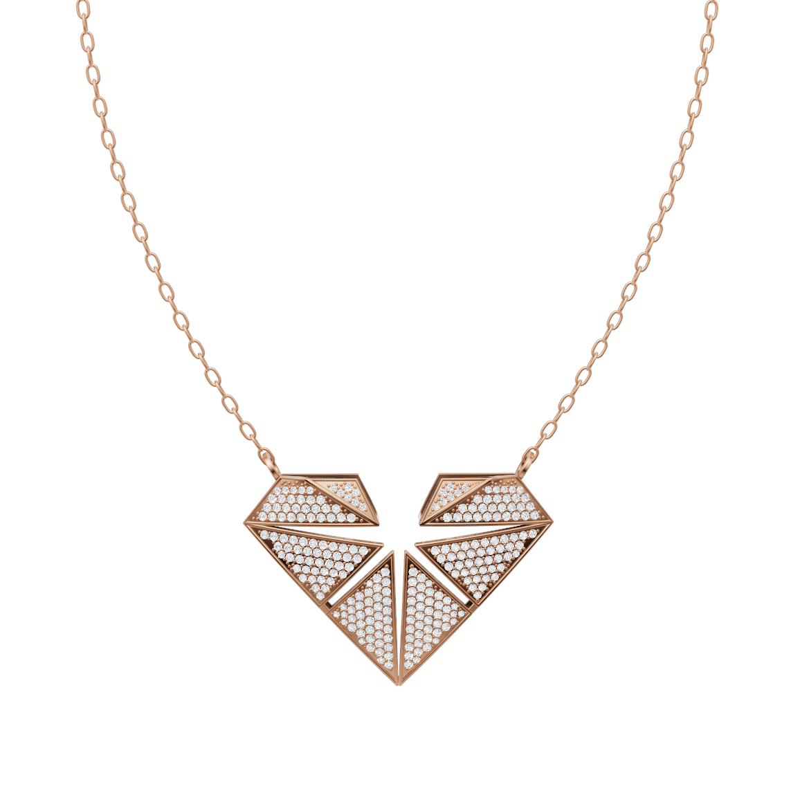Elaris Faceted Heart Pendant Necklace in White or Rose or Gold Tone
