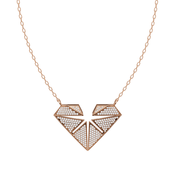 Elaris Faceted Heart Pendant Necklace in White or Rose or Gold Tone