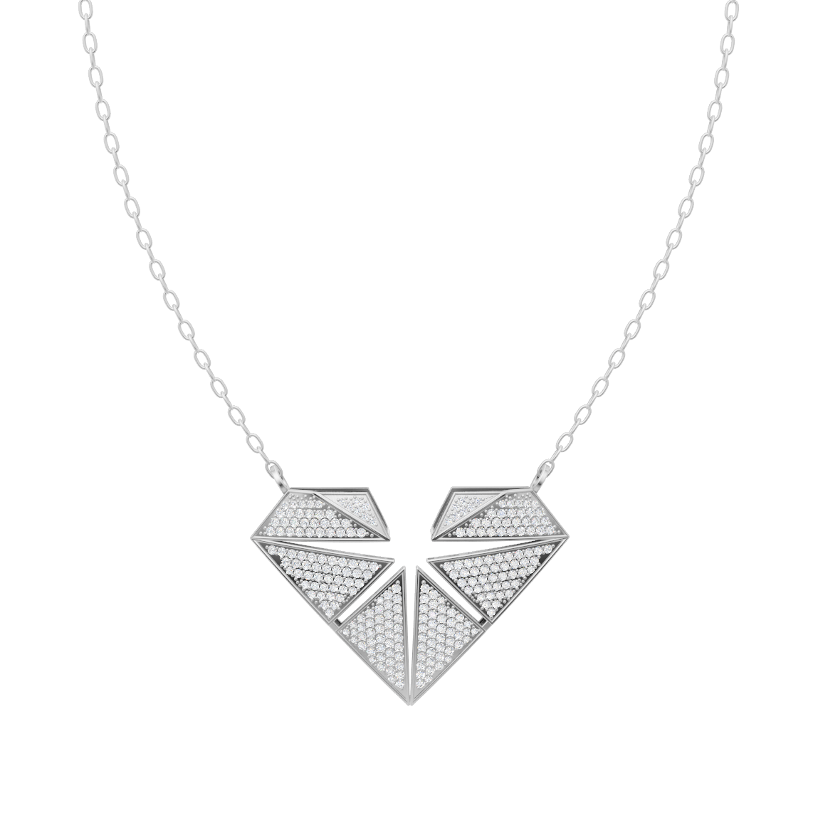 Elaris Faceted Heart Pendant Necklace in White or Rose or Gold Tone