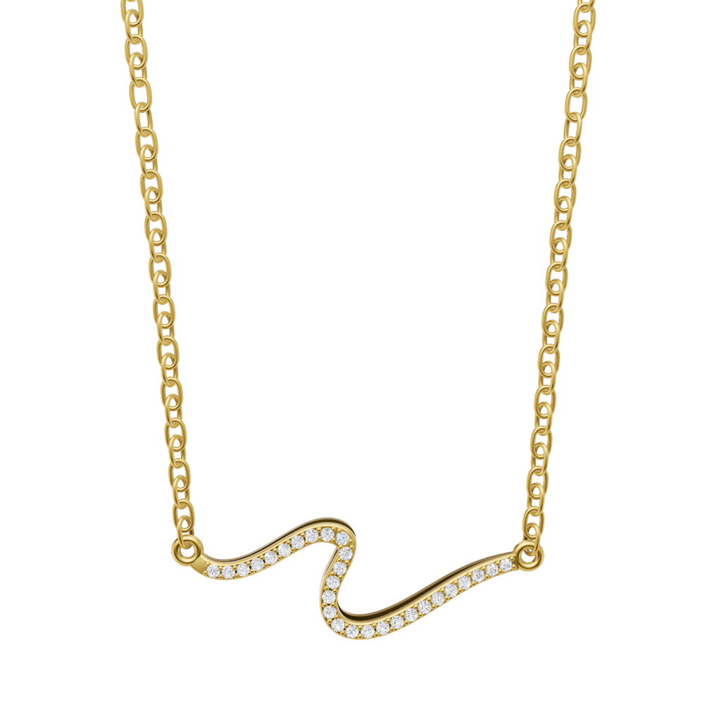 Aveline Serpentine Pave Necklace in White, Rose, Yellow Gold Tone