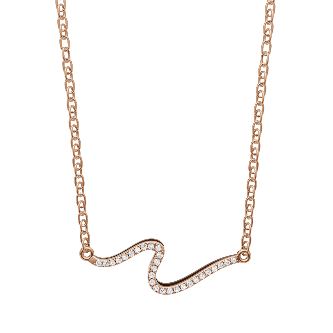 Aveline Serpentine Pave Necklace in White, Rose, Yellow Gold Tone