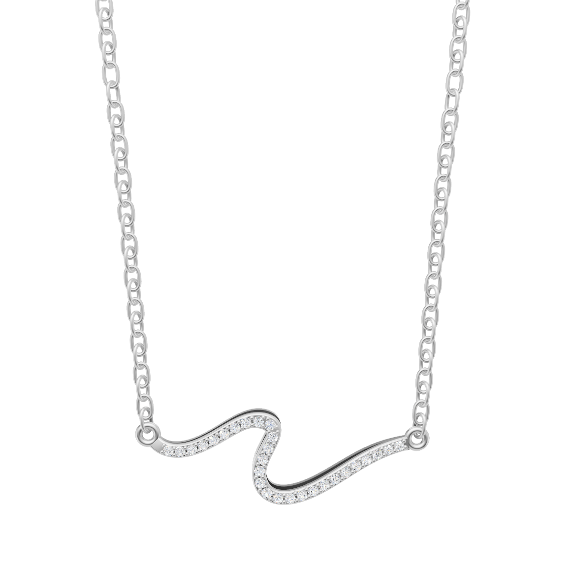 Aveline Serpentine Pave Necklace in White, Rose, Yellow Gold Tone