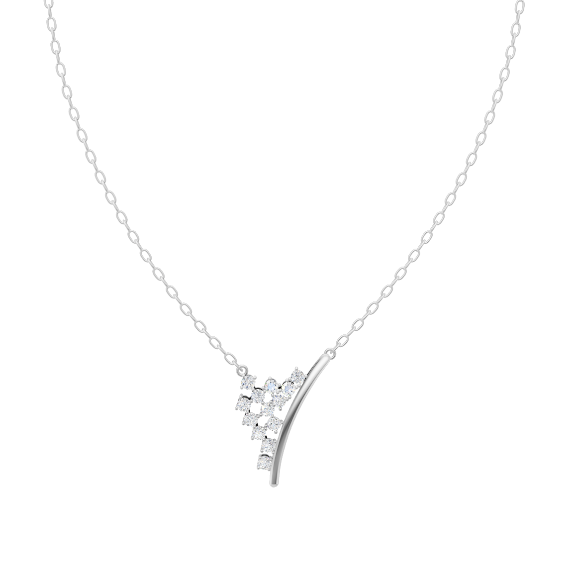 Elegant Sculptural Pendant Necklace with Cluster Sparkle Lab Created Stones