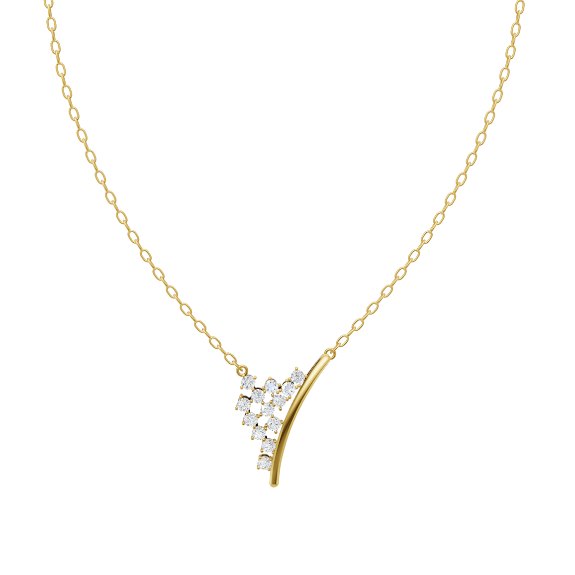 Elegant Sculptural Pendant Necklace with Cluster Sparkle Lab Created Stones