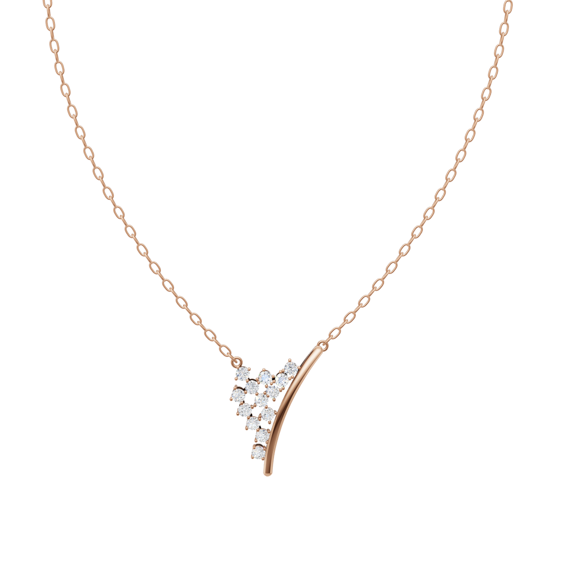 Elegant Sculptural Pendant Necklace with Cluster Sparkle Lab Created Stones