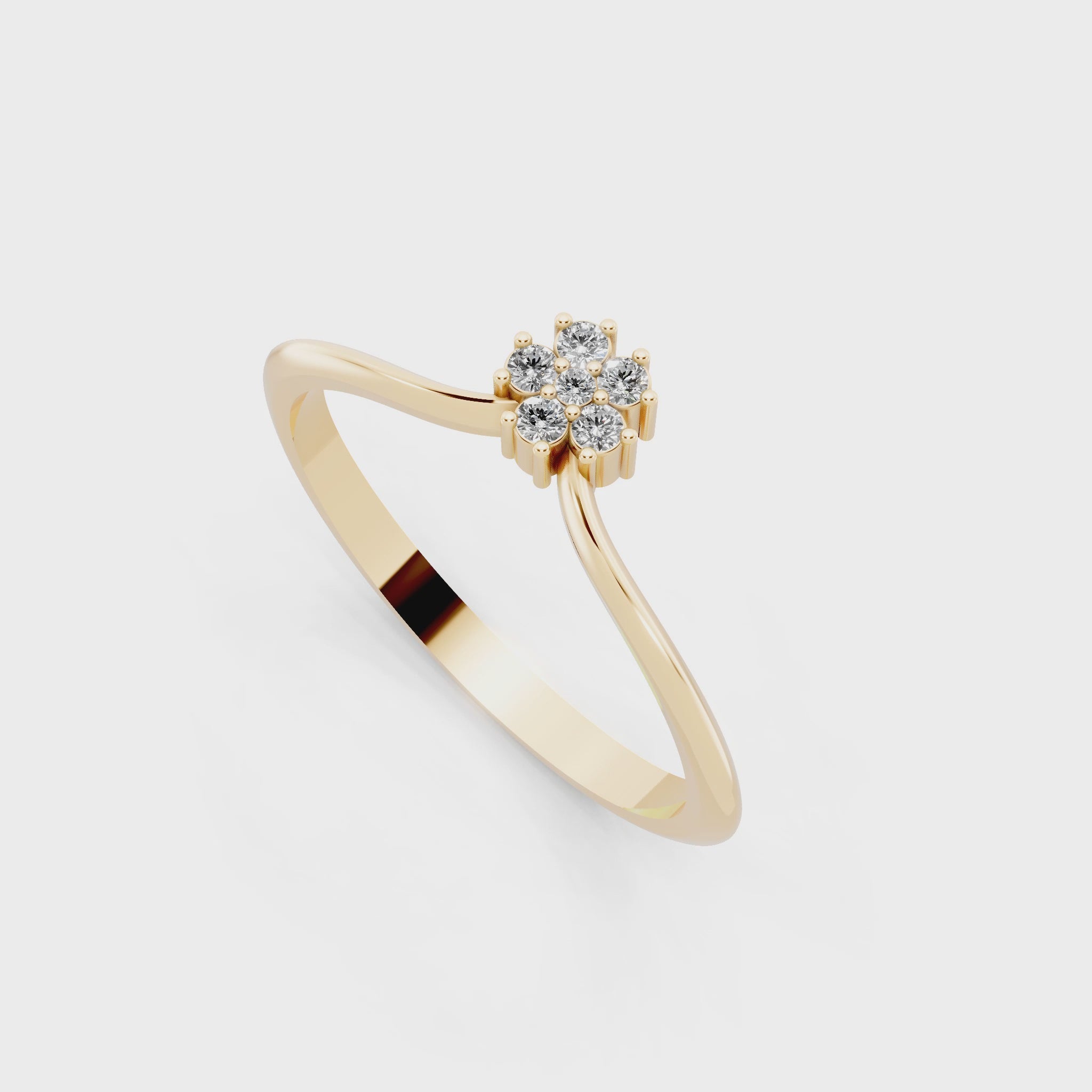 Delicate Lab Grown Diamond Flower Ring in Rose, White & Gold