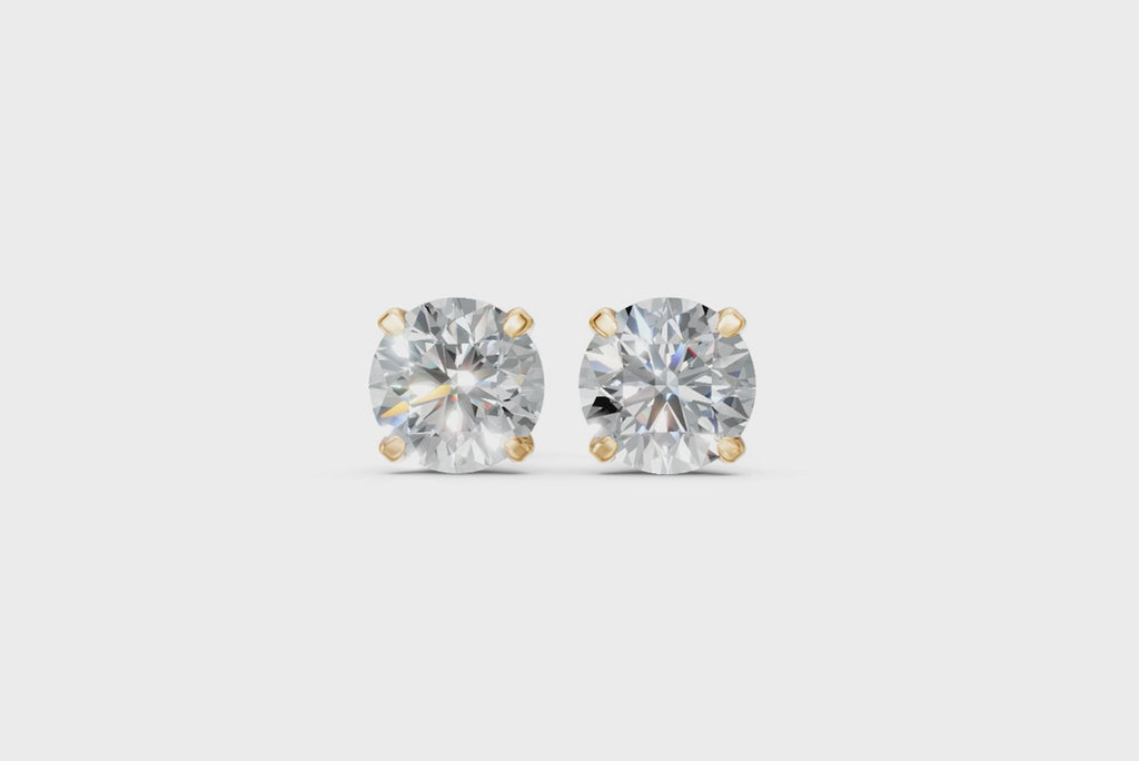 Elaria Square Brilliant Lab Grown Diamond Basket Stud Earrings in Gold & 925 Silver