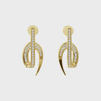 Elegant Crescent Stud Drop Lab Grown Diamond Earrings with Pavé-Style Sparkle for Women