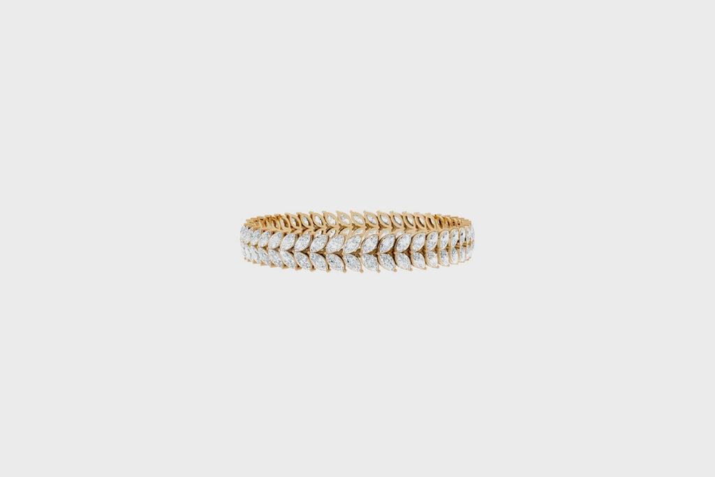 Golden Laurel Double Marquise Cut Lab Grown Diamond Bracelet in Gold