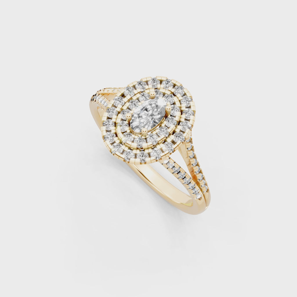 Oval Halo Lab Grown Diamond Style Ring in 14K Gold