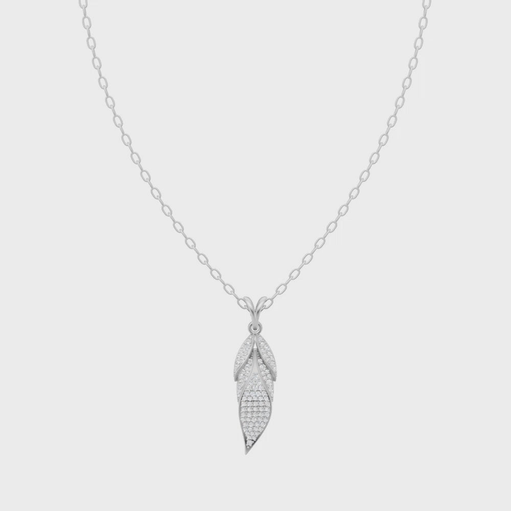Aveline Twisted Leaf Pendant Necklace with Brilliant Round Lab Created Diamond