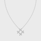 Modern Architectural Lattice Pendant Necklace with Round Brilliant Lab Created Stones