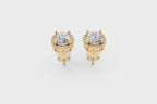 Aurielle Round Brilliant Lab Grown Diamond Halo Stud Earrings in Gold