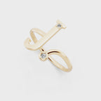 Modern Abstract Open Bypass Ring with Dual Round Stone Accents