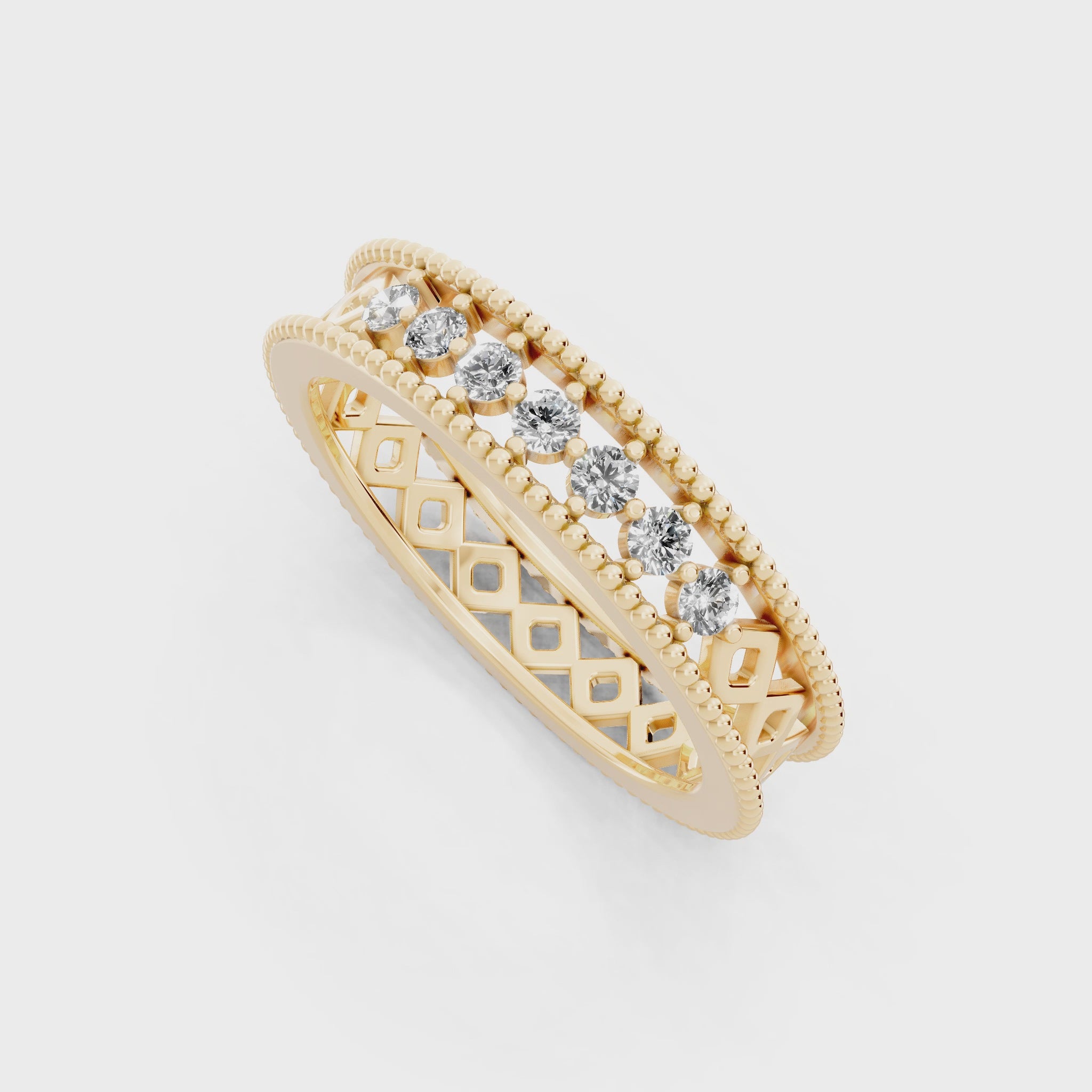 Vintage Inspired Round Cut Lab Grown Diamond Band Ring for Special Occasion