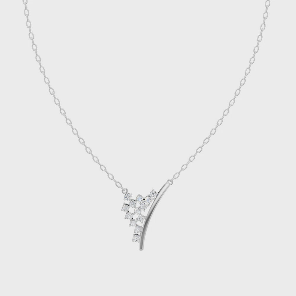 Elegant Sculptural Pendant Necklace with Cluster Sparkle Lab Created Stones