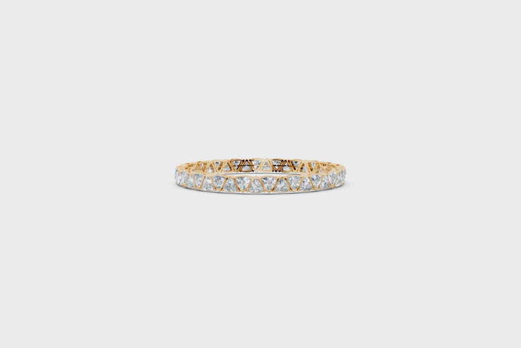Sparkling V-Gallery Bracelet for Women with Trillion Cut Lab Grown Diamond
