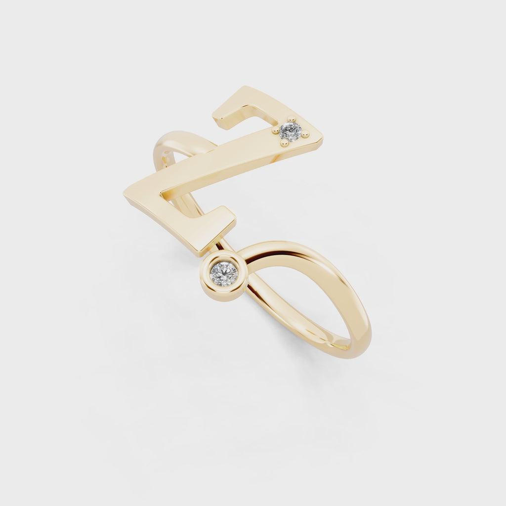 Contemporary Z Alphabet Ring for Women with Sparkling Stone