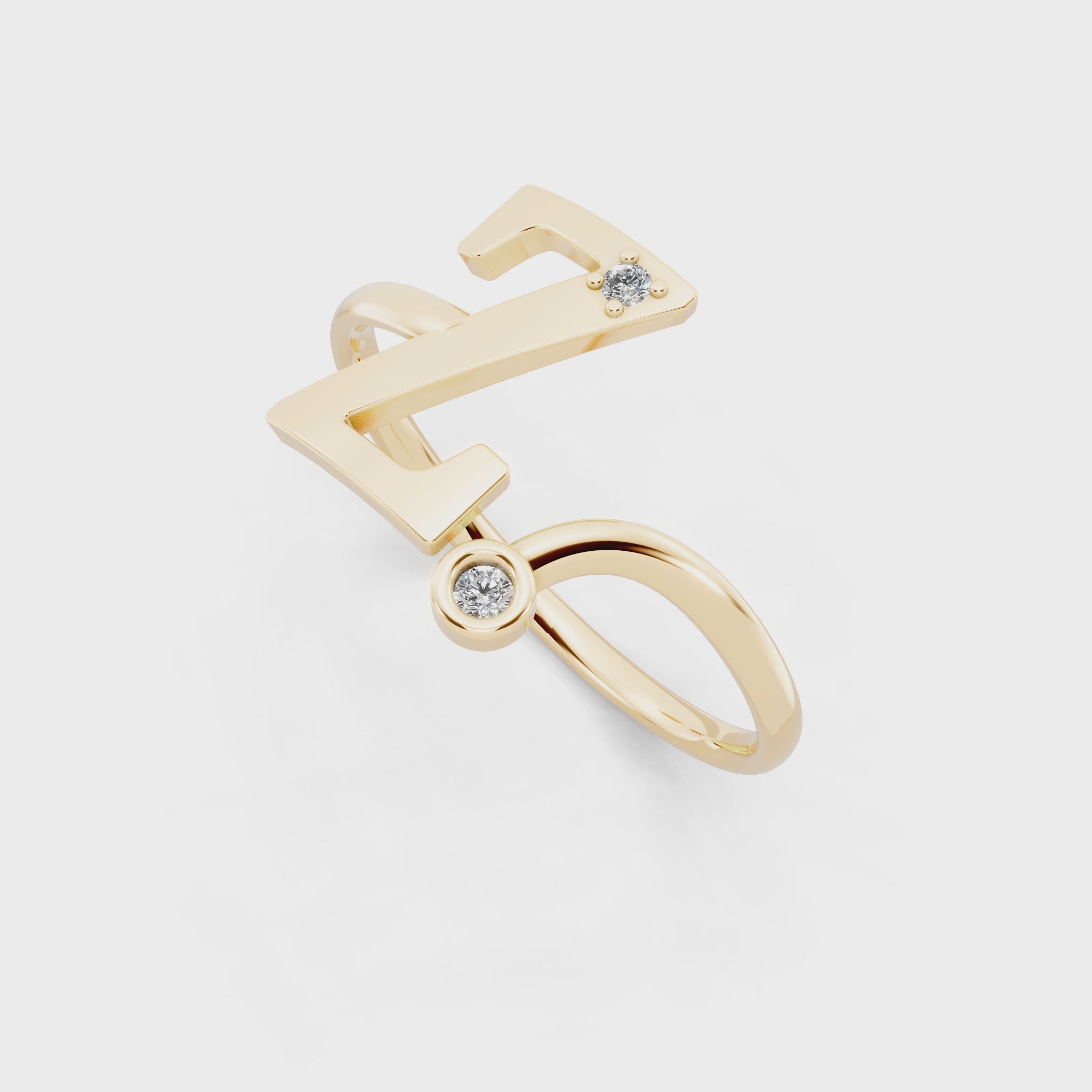 Contemporary Z Alphabet Ring for Women with Sparkling Stone