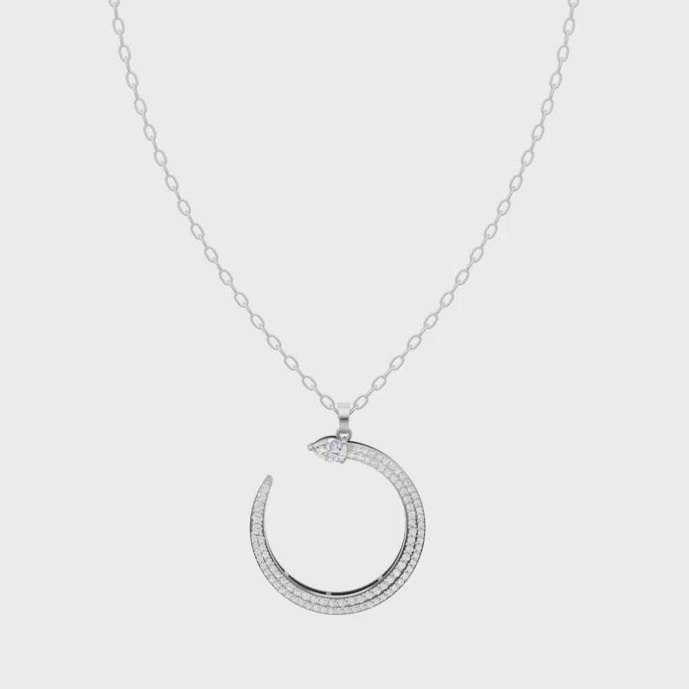 Lunéa Pear & Round Brilliant Cut Pendant Necklace in Gold with Lab Created Diamond Pavé Sparkle