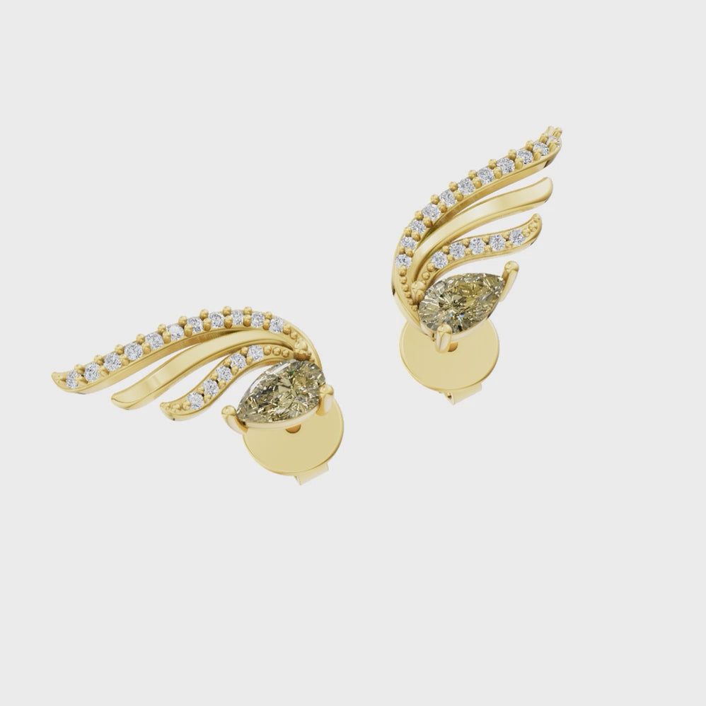 Seraphine Yellow Pear Cut Lab Grown Diamond Earrings for Women