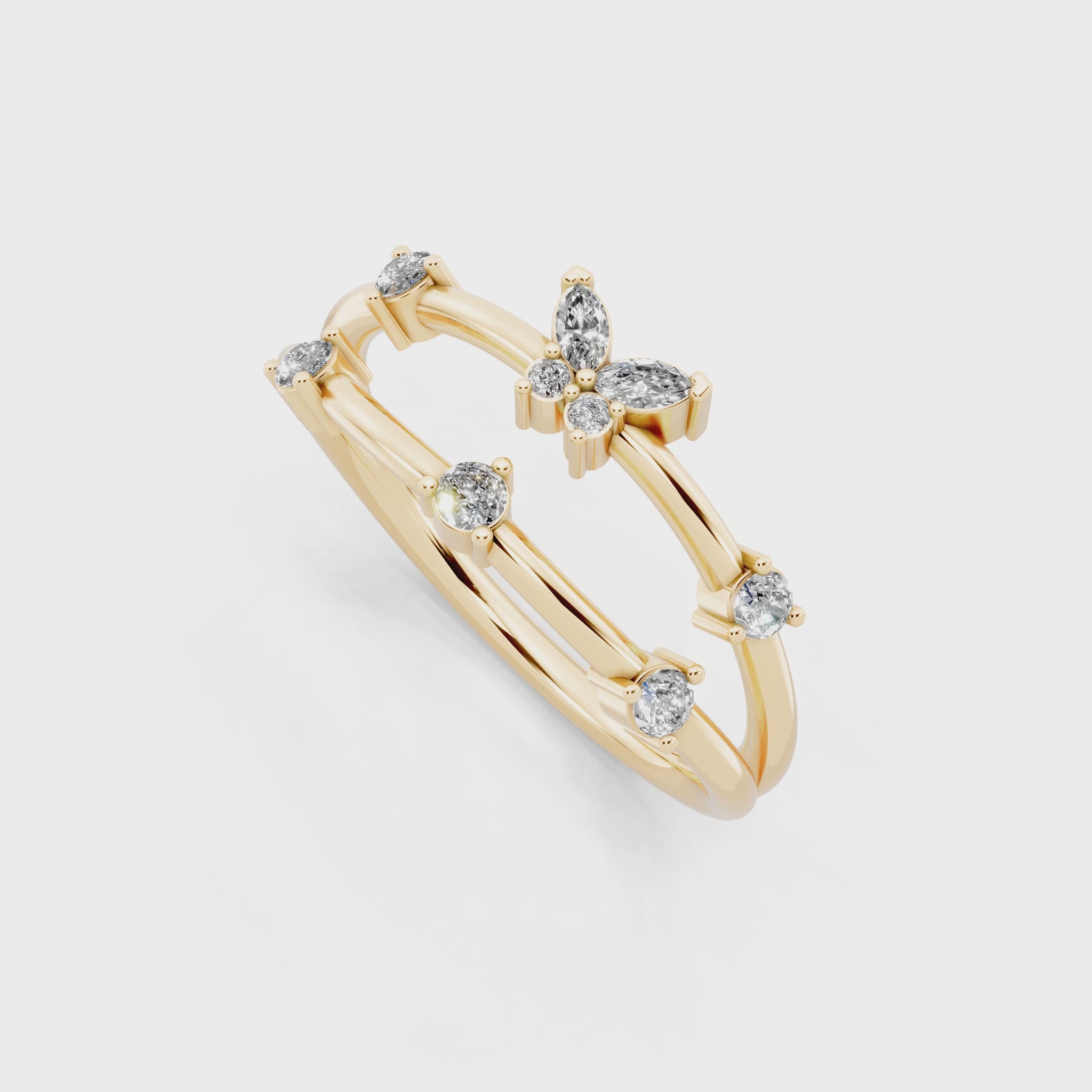 Fancy Butterfly Bloom Open Lab Grown Diamond Anniversary Ring By Lume Jewels