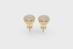 Premium Gold Pave Cluster Button Stud Earrings for Women with Round Brilliant Lab Grown Diamond