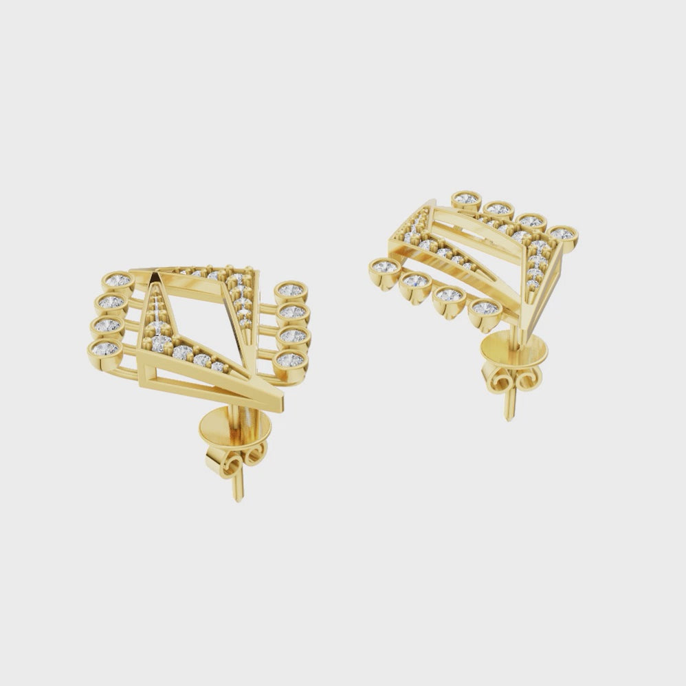 Roselle Geometric Lab Grown Diamond-Frame Earrings in Rose or White or Gold