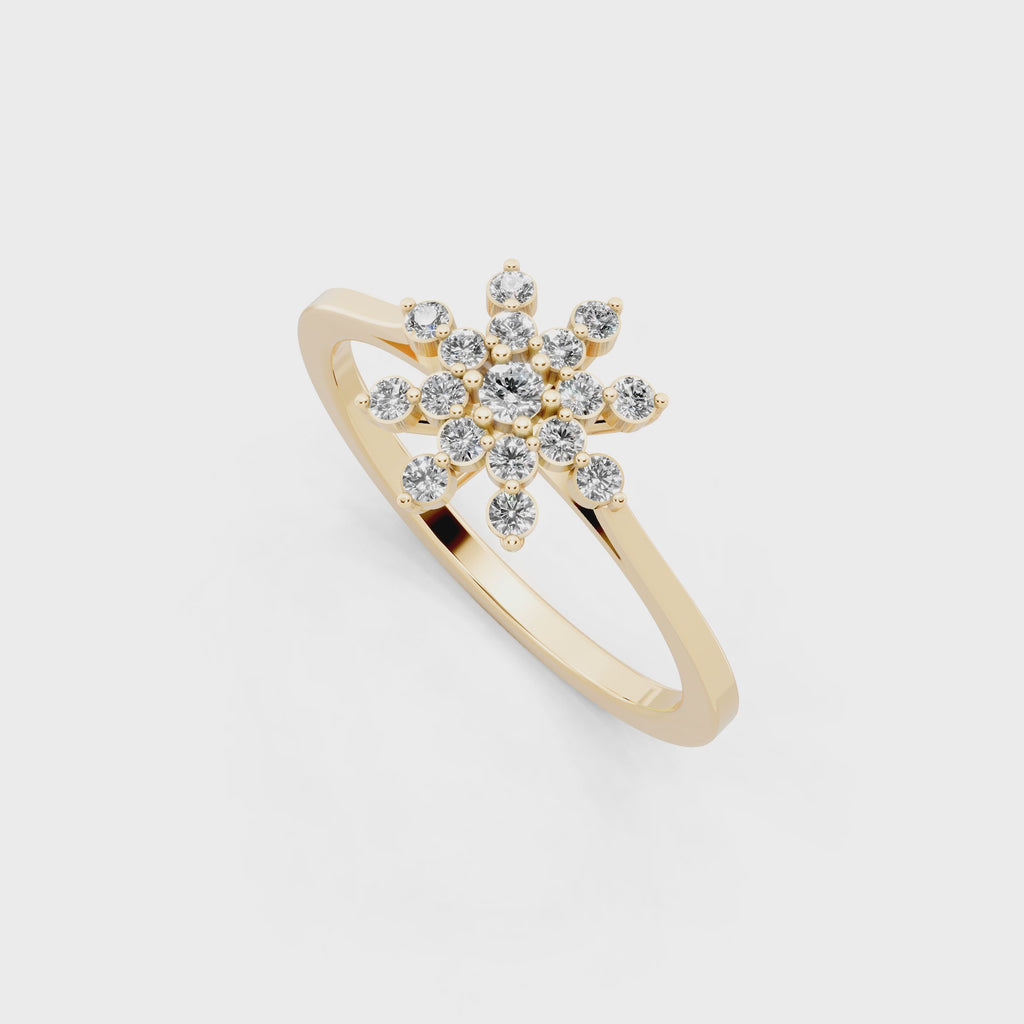 Floral Brilliant Lab Grown Diamond Cluster Proposal Ring for Girlfriend