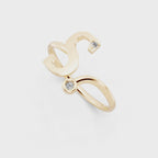 Luxury S Letter Open Wrap Ring with Lab Created Diamond Accents