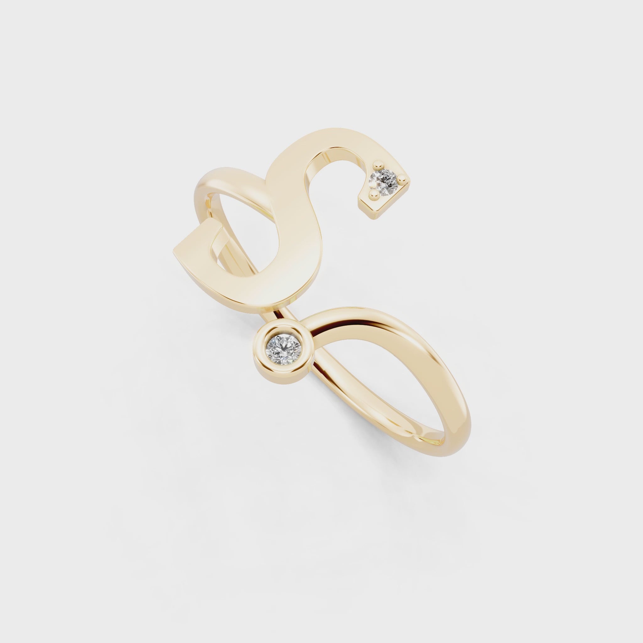 Luxury S Letter Open Wrap Ring with Lab Created Diamond Accents