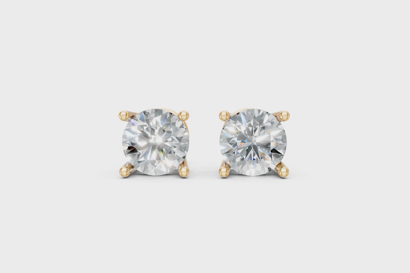 Aurevia Round Brilliant Lab Grown Diamond Basket Stud Earrings in 10 or 14 or 18K Gold