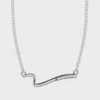 Abstract Curved Bar Necklace with Pave Sparkle Lab Created Stones in Gold