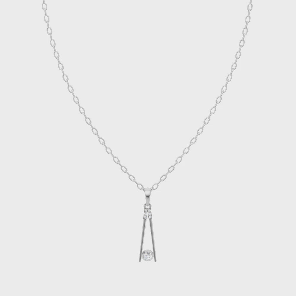 Contemporary Linear Drop Necklace with Round Brilliant Lab Created Stone