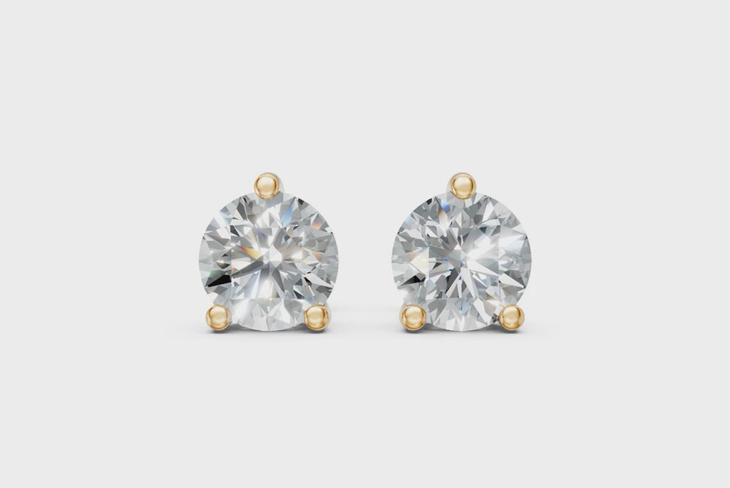 Aurielle Round Brilliant Diamond Solitaire Stud Earrings in 10 or 14 or 18K Gold