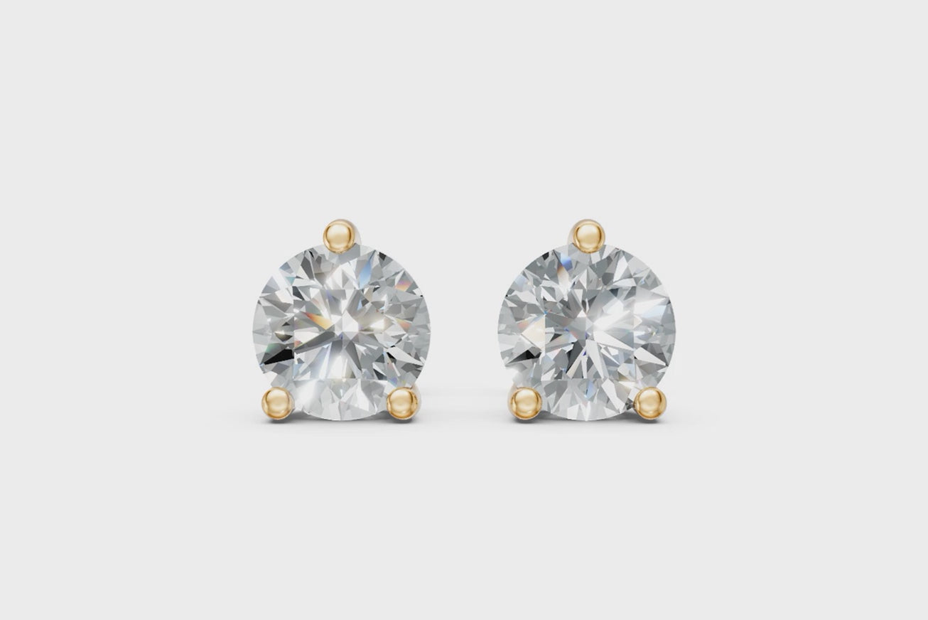 Aurielle Round Brilliant Diamond Solitaire Stud Earrings in 10 or 14 or 18K Gold