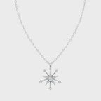 Starburst Compass Pendant Necklace in Gold with Round Center Lab Grown Stone