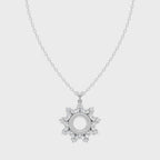 Fancy Floral Design Round Brilliant Lab Grown Diamond Pendant Necklace for Women