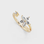 Elegant Floral Bypass Ring with Round & Marquise Brilliant Lab Grown Diamond