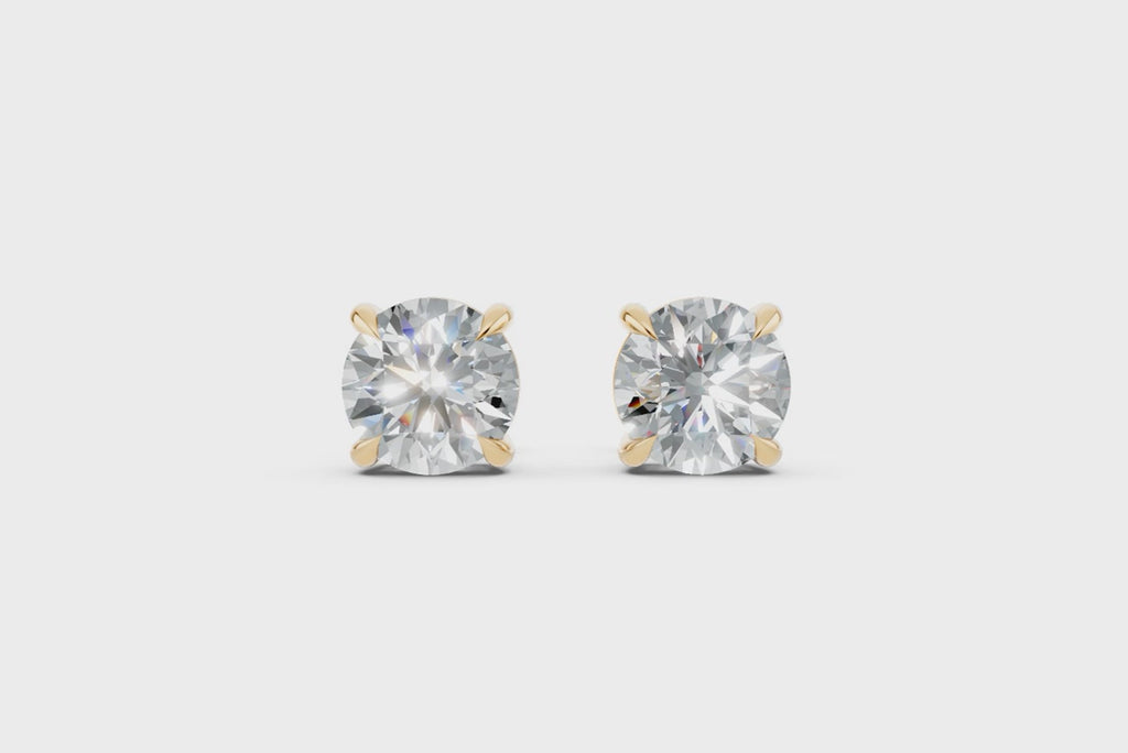 Classic Gold Solitaire Round Cut Lab Created Diamond Stud Earrings for Her