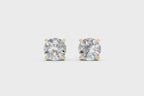Classic Gold Solitaire Round Cut Lab Created Diamond Stud Earrings for Her