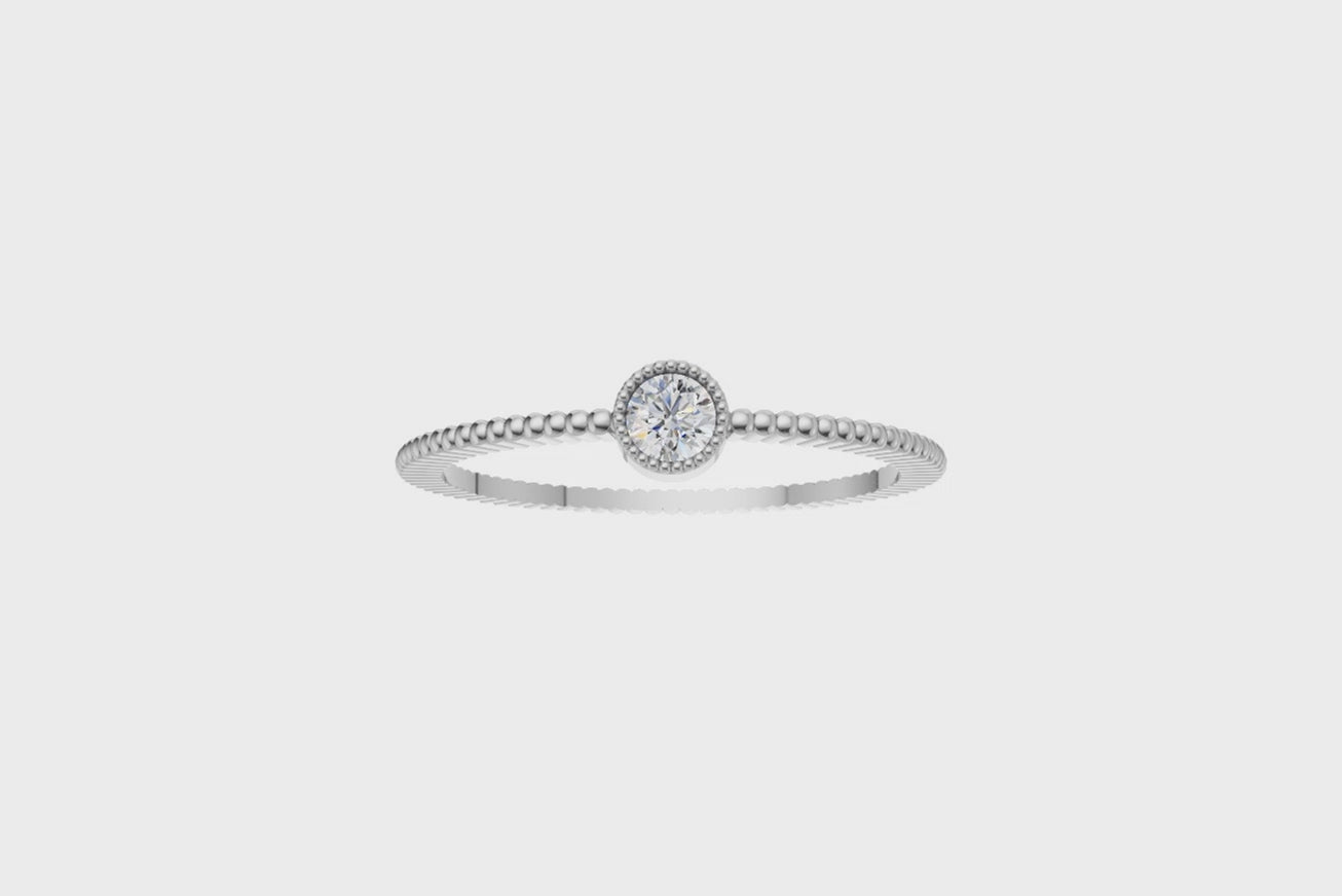 Celeste Beaded Solitaire Diamond Ring