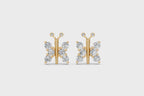 Luxury Round Brilliant Lab Grown Diamond Butterfly Stud Earrings in Gold